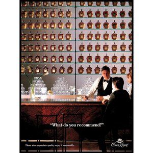 1993 Crown Royal Canadian Whisky Whiskey Vintage Print Ad Bartender Wall Art
